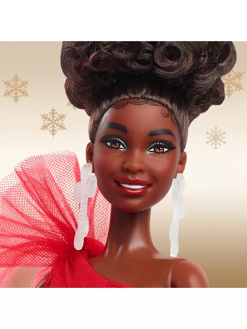 Barbie Signature 2024 Holiday Fashion Doll - Rjavi lasje s karirasto obleko (HRM62)