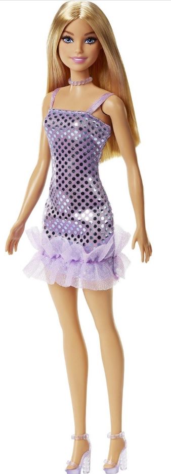 Mattel Barbie: Sijajna oblačila - Punčka z rjavimi lasmi in vijolično obleko (HJR93)