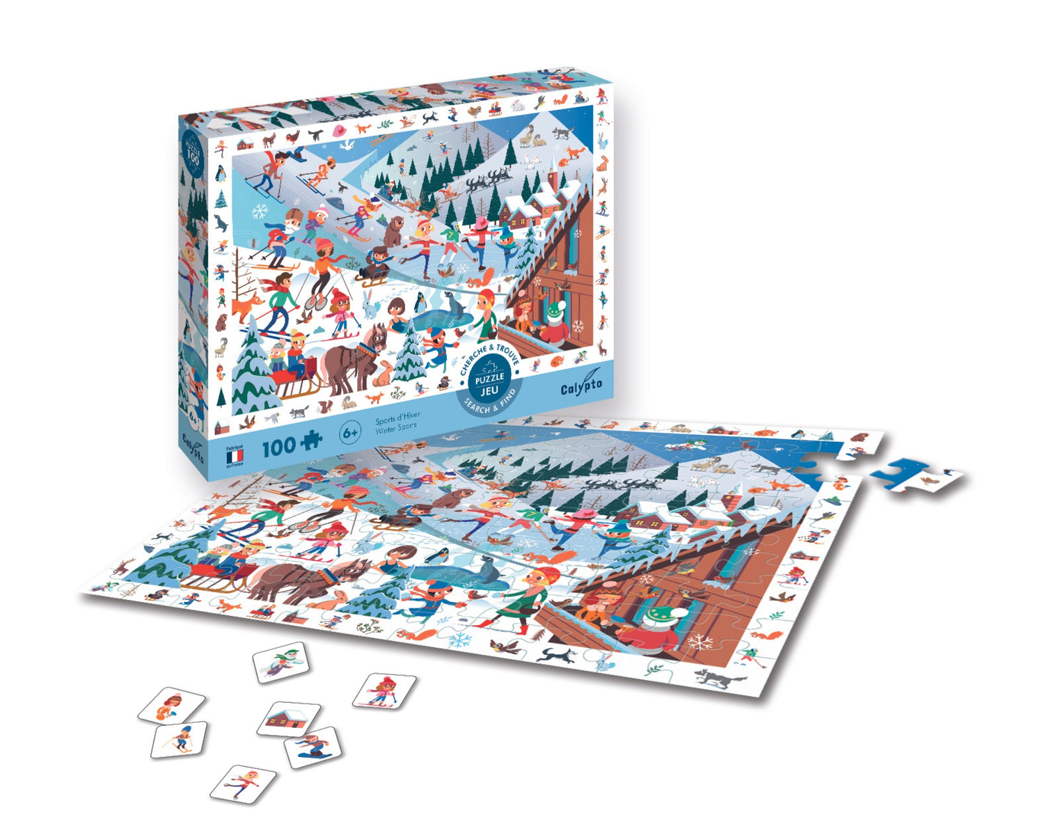 Puzzle 100 dílků - Hledej a najdi - Zimní sporty