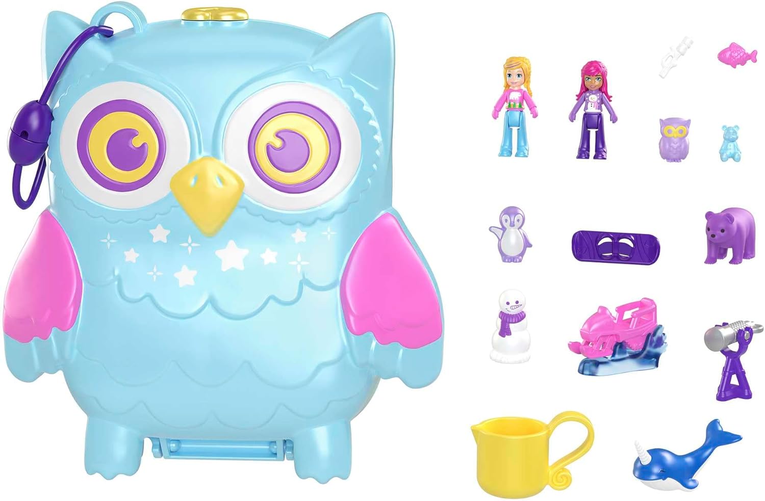 Mattel Polly Pocket: Pyžamová párty – Kompaktní sova sněžná (HKV37)