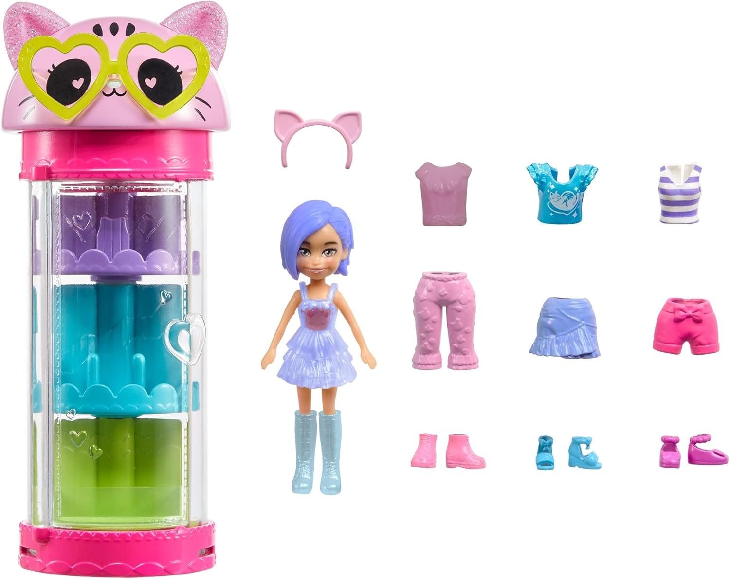 Mattel Polly Pocket – módní šatní skříň s motivem kočky (HKW07)