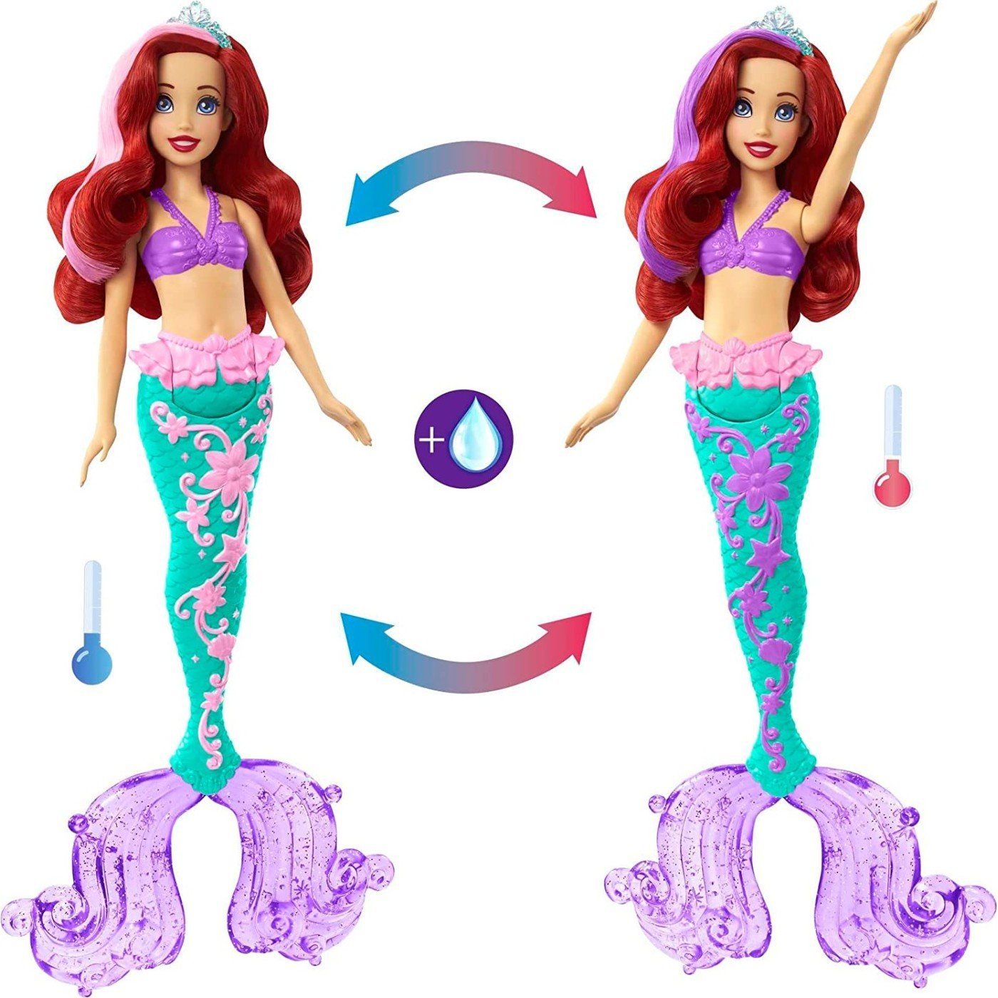 Mattel Disney Princess - Ariel mořská panna s barvou ve spreji (HLW00)