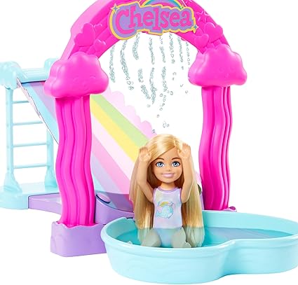 Barbie Chelsea - Mavričen Tobogan z malim kužkom (HTK39)