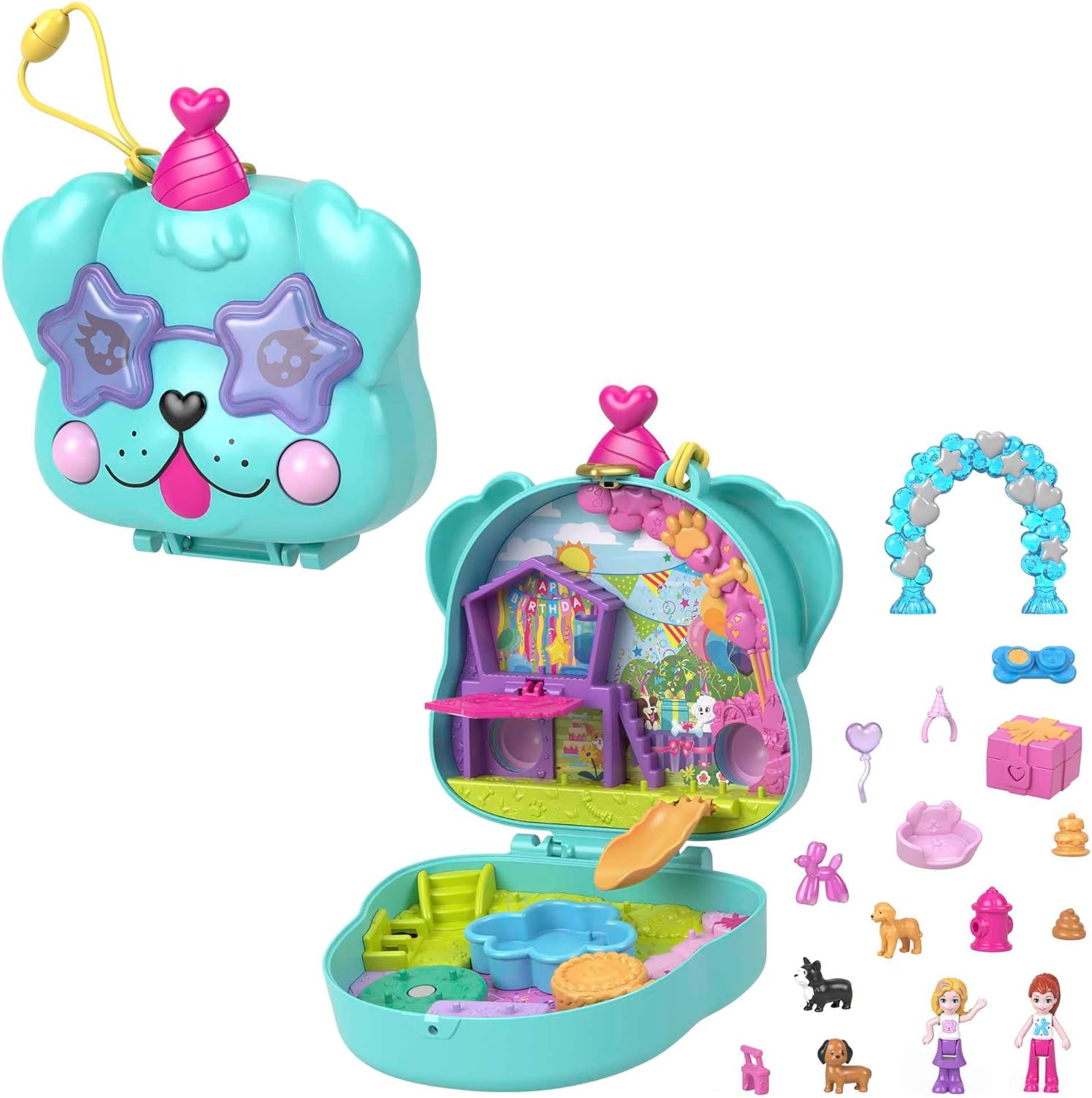 Mattel Polly Pocket – Oslava narozenin štěněte v kompaktní formě (HKV30)
